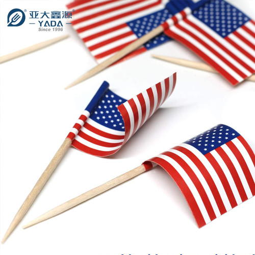 YADA 65mm Wooden Flag Toothpicks Wholesale Wood Toppers Picks Disposable Decorative Toothpicks