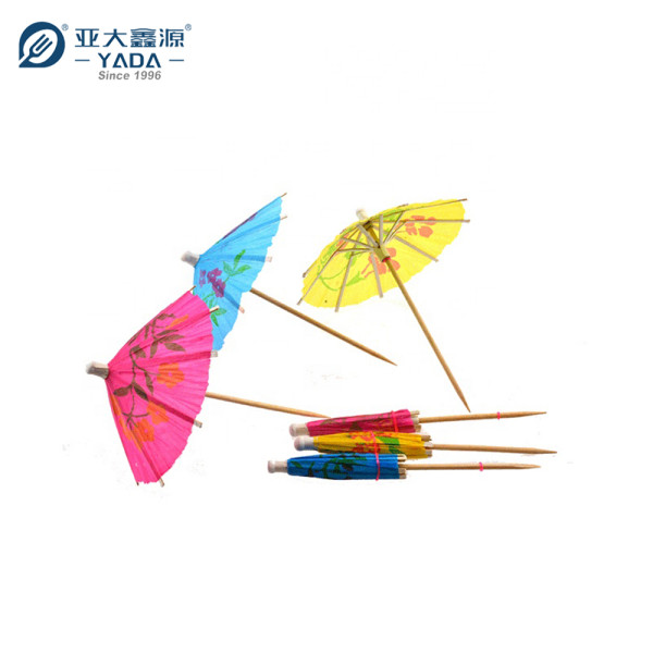 YADA 4 inch Mini Umbrella Wooden Toothpick Wholesale | Decorative Toothpicks | Wood Cocktail Picks