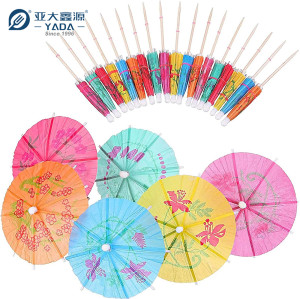 YADA 4 inch Mini Umbrella Wooden Toothpick Wholesale | Decorative Toothpicks | Wood Cocktail Picks