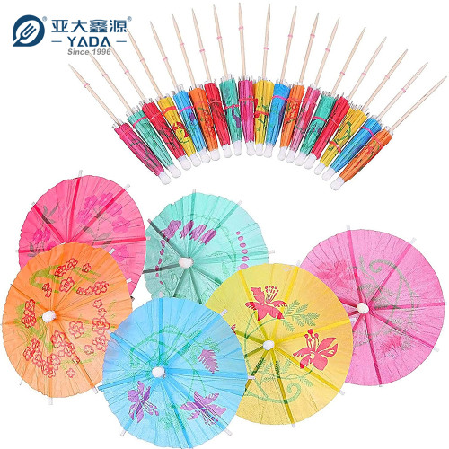 YADA 4 inch Mini Umbrella Wooden Toothpick Wholesale Decorative Toothpicks Wood Cocktail Picks