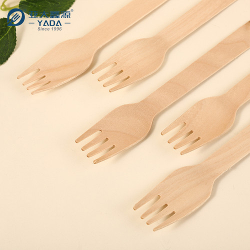 Tenedores de madera desechables YADA de 165 mm, venta al por mayor, tenedores de madera compostables YD-F