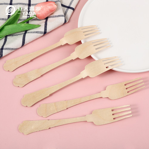 Tenedor de madera de 3 puntas YADA de 205 mm al por mayor Tenedor compostable desechable YD-L Los mejores tenedores de madera