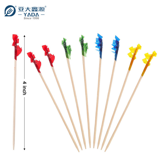 Decorative Wooden Frilly Toothpicks Wholesale|4 Inch Color Frilled Toothpicks|Appetizers Frill Picks