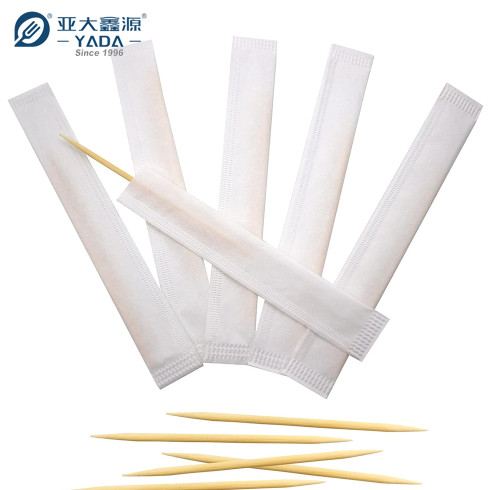 Palillos de bambú YADA de 63 mm envueltos individualmente al por mayor Palillos de fruta de bambú de doble punta