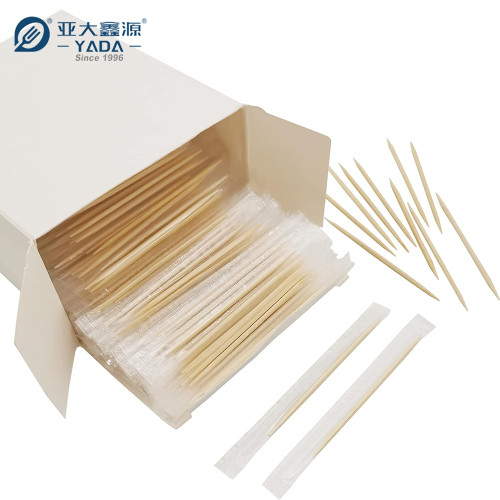 YADA 63mm Double Point Bamboo Toothpicks Wholesale Individual Cello Wrapped Bamboo Teeth Picks