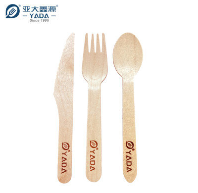 Juego de cubiertos de madera YADA 160 mm YD-F, venta al por mayor, juego de cubiertos de madera de abedul desechables, ecológico