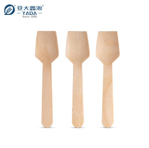 Cuchara pequeña de madera YADA, venta al por mayor, minicucharas desechables, cuchara de madera compostable para helado