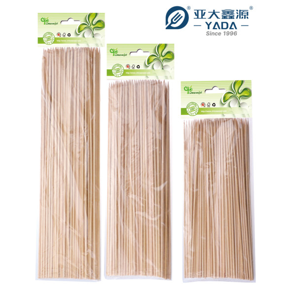 Brochetas de madera YADA de 250 mm, venta al por mayor, brochetas de madera ecológicas desechables para barbacoa a la parrilla