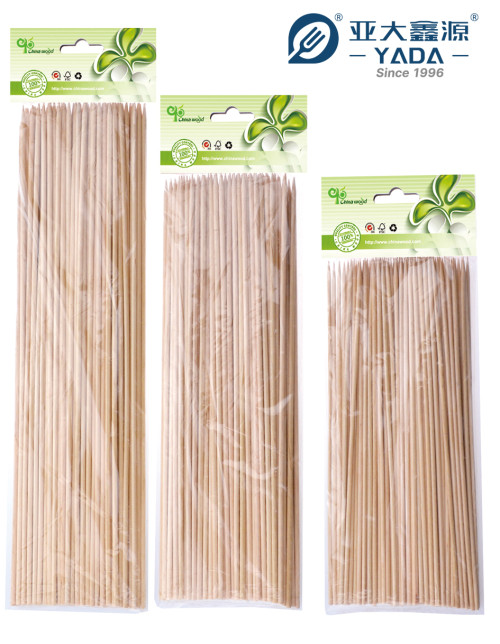 YADA 250mm Wooden Skewers Wholesale Disposable Eco-friendly Wood Skewer Sticks For BBQ Grilled