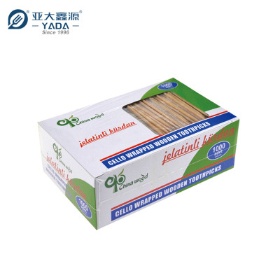 YADA 65mm Cello Wrapped Wooden Toothpicks Wholesale Disposable Double Point Wood Toothpicks