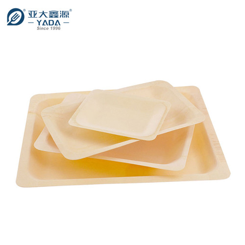 YADA 125mm Square Wooden Plate Wholesale Disposable Wood Pallets Cake Plates Serving Tray