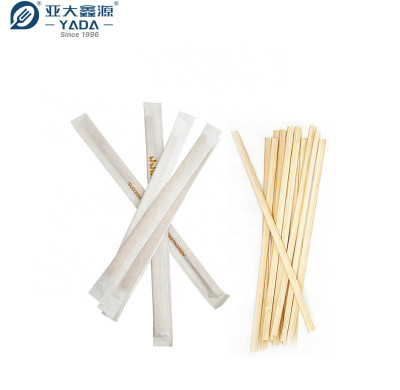 Agitadores de café de bambú YADA de 178 mm, venta al por mayor, desechables, envueltos individualmente en papel, palitos para revolver café