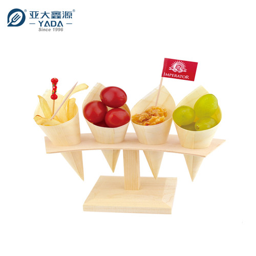 YADA Wooden Cone Wholesale Disposable Wood Sushi Cones Appetizer Food Container