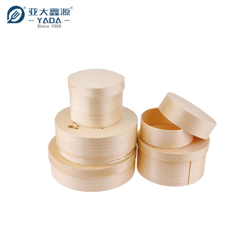 Caja de pan redonda de madera YADA con tapa, caja de chocolate desechable, molde de panadería, contenedor de alimentos