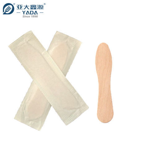 YADA 75mm Disposable Wooden Ice Cream Spoons Wholesale Small Wood Spoon Individually Paper Wrap