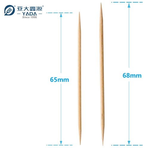 YADA 65mm 双尖木牙签批发四边封纸包木牙签