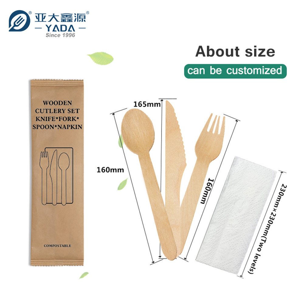 Wooden Cutlery 4 In 1 Kit, Knife+Spoon+Fork+Napkin, Specifications