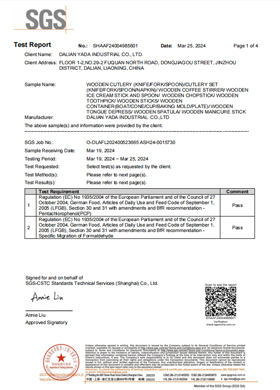 Certificado SGS de YADA