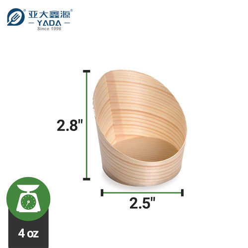 YADA Wooden Slant Cup Wholesale Wood Slanted Dessert Cups Disposable Collection Cup