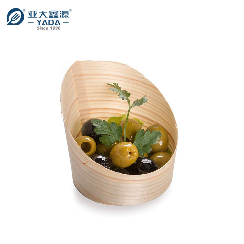 YADA Wooden Slant Cup Wholesale Wood Slanted Dessert Cups Disposable Collection Cup