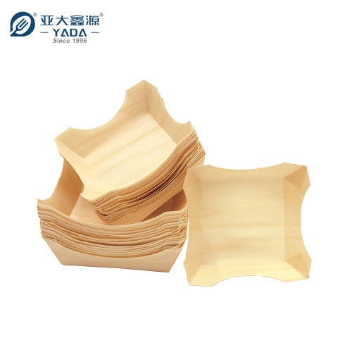 Copo quadrado de madeira para mousse de chocolate YADA | Copo quadrado de madeira descartável para servir aperitivos e degustação