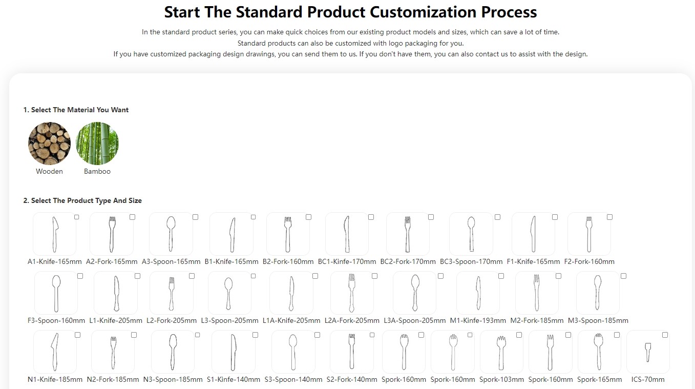 Start the standard product customization process