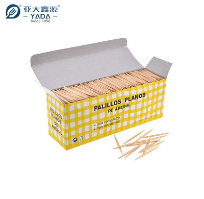 Palillos de dientes planos de madera de abedul desechables al por mayor de 65 mm de YADA