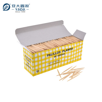 YADA 65mm Wooden Flat Toothpicks Wholesale Disposable Birch Wood Double Point Toothpicks