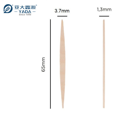 Palillos de dientes planos de madera de abedul desechables al por mayor de 65 mm de YADA