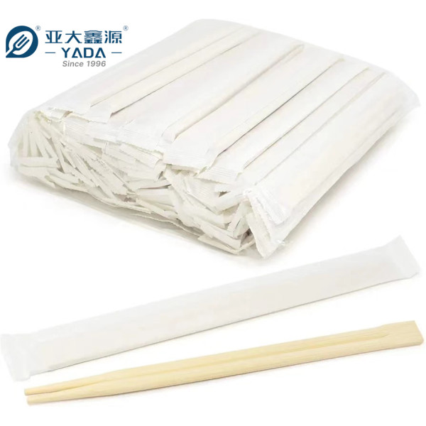 Venta al por mayor de palillos de bambú gemelos YADA de 8 x 205 mm | Palillos desechables para catering envueltos en papel