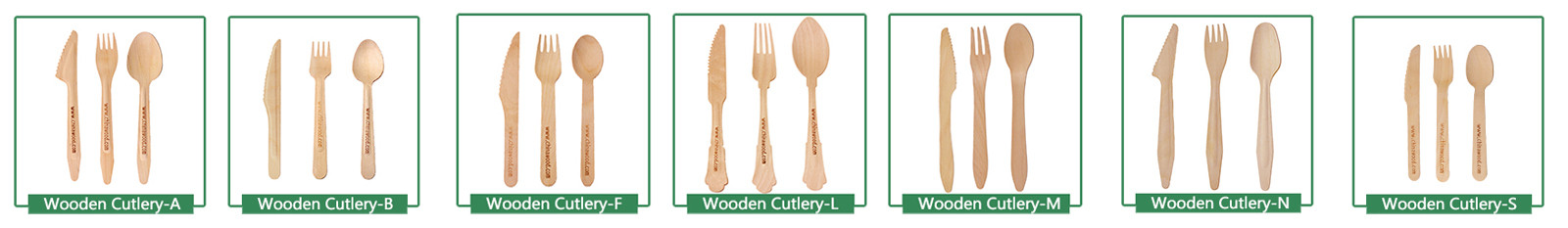 the model and style of wooden knife, fork, spoon