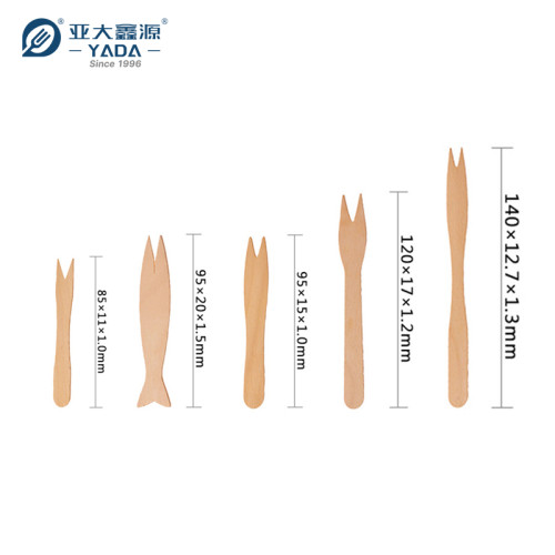 Disposable Wooden Chip Forks Wholesale | YADA French Fry Forks | Fry Fish Fork | Two Prong Mini Fork