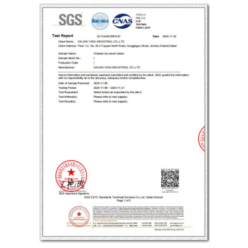 SGS Test Report - Wooden Ice Cream Sticks for Microbial