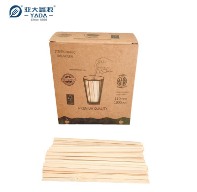Disposable Bamboo Coffee Stirrers Wholesale | YADA Eco-friendly Box-packed Beverage Stir Stick 110mm