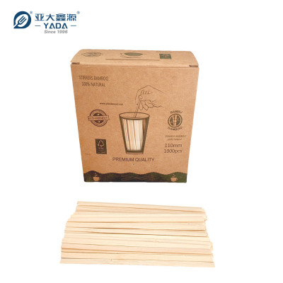 Agitadores de café de bambú YADA de 110 mm, venta al por mayor, agitadores de té de bambú desechables, palitos para revolver café en caja
