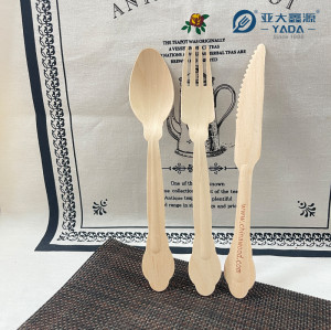 Juego de cubiertos de madera compostables YADA 205 mm YD-L Juego de cubiertos de madera de abedul desechables al por mayor