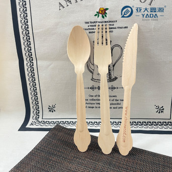 Disposable Wooden Cutlery Set Wholesale | YADA Eco Compostable Birch Wood Cutlery Kit YD-L 205mm
