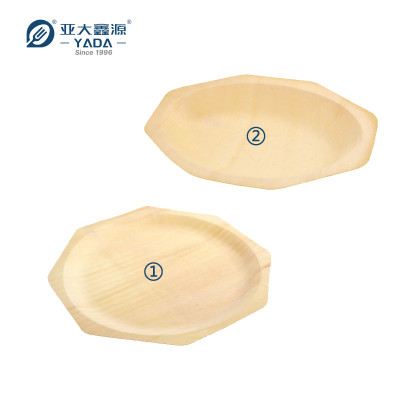 260mm Disposable Octagon Wooden Plates Wholesale | One-time Use Octagon Poplar Wood Dinning Dishes