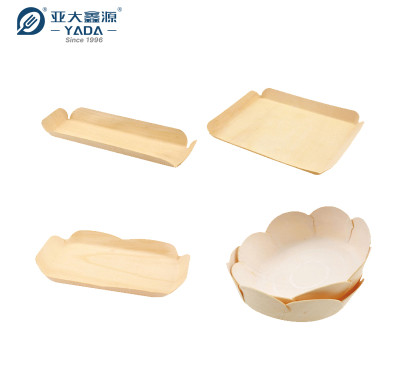 Bandeja desechables de madera de álamo con formas especiales al por mayor | Bandeja de madera con formas especiales | Bandeja de madera a la venta