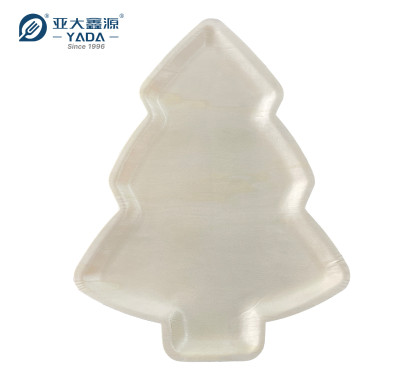 Disposable Christmas Tree Shaped Wooden Plates Wholesale | Poplar Wood Christmas Tree Tray for Sale