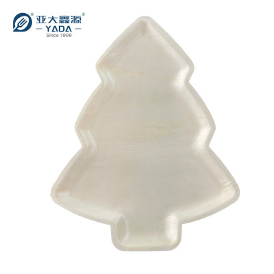 Disposable Christmas Tree Shaped Wooden Plates Wholesale | Poplar Wood Christmas Tree Tray for Sale