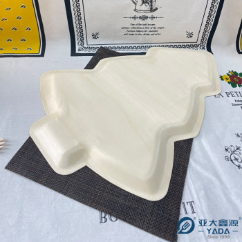 Disposable Christmas Tree Shaped Wooden Plates Wholesale | Poplar Wood Christmas Tree Tray for Sale