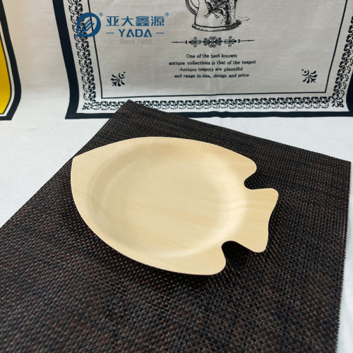 Platos de madera desechables con forma de pez al por mayor | Platos de madera de abedul con forma de pez
