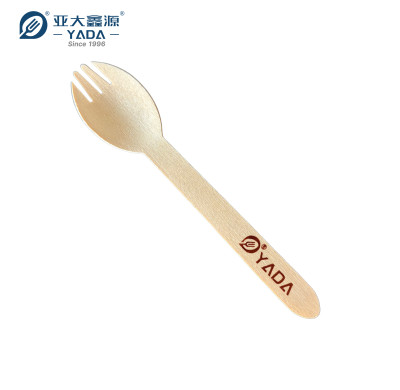 Disposable Wooden Sporks Wholesale | 160mm Eco-friendly Sporks Bulk|Takeout Birch wood Spoon-Fork P3