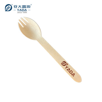 Disposable Wooden Sporks Wholesale | 160mm Eco-friendly Sporks Bulk|Takeout Birch wood Spoon-Fork P3