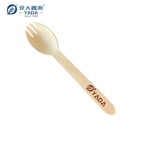 Cucharas-tenedores de Madera Desechables al por Mayor | Tenedores Cucharas Ecológicos de 160 mm a La Venta | Cuchara-Tenedor de Madera de Abedul para Llevar P3