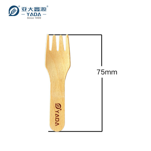 Disposable Wooden Mini Sporks Wholesale | Eco-friendly Birch Wood Spoon-Fork | 75mm Tasting Spork P7