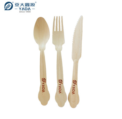 Disposable Wooden Cutlery Set Wholesale |Eco-friendly Compostable Birch Wood Cutlery Kit YD-LA 205mm