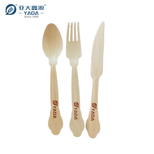 Disposable Wooden Cutlery Set Wholesale |Eco-friendly Compostable Birch Wood Cutlery Kit YD-LA 205mm