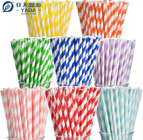 Pajitas desechables de papel rayado de 6 x 200 mm al por mayor | Pajitas de papel multicapa para beber al por mayor